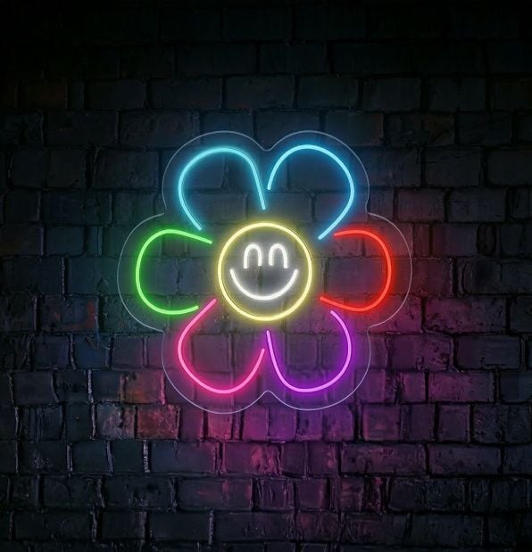Smile Flower Neon Sign
